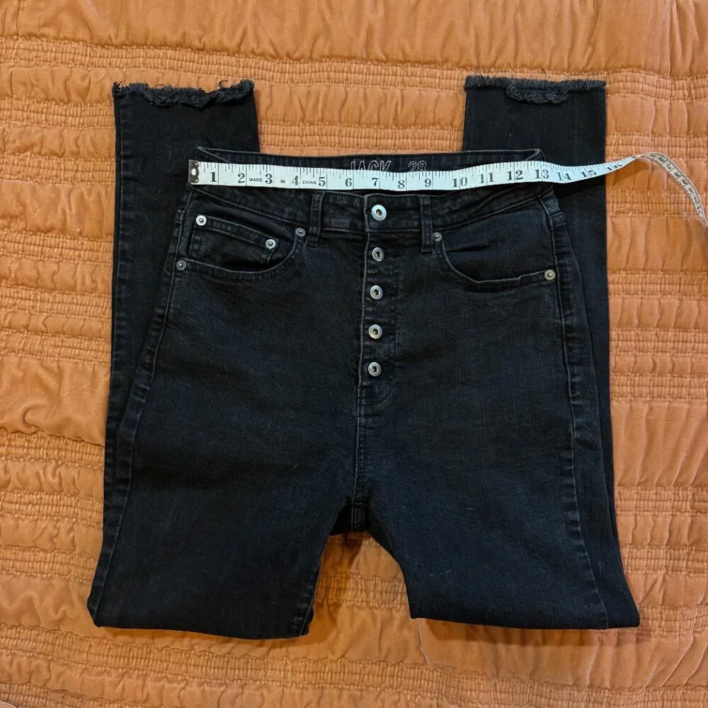 Jack BB Dakota Black High-Rise Button-Fly Jeans Raw Hem Women's Size 28 - Picture 7 of 8
